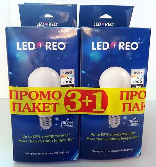 LED крушка 10W E27, неутрална, Промо пакет 3+1 бр.