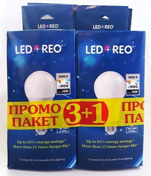 LED крушка 10W E27, топла, Промо пакет 3+1 бр.